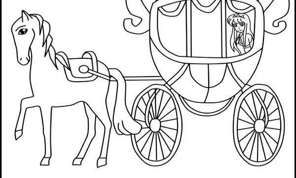 Free coloring page for children - Carriage with princess