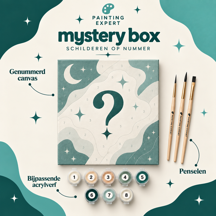 Inhoud Mystery Box – canvas, acrylverf en penselen