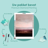 Diamond Painting Abstract minimalist landscape in purple, taupe and burgundy