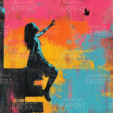 Diamond Painting Banksy colorful - Girl with birds
