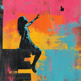 Diamond Painting Banksy colorful - Girl with birds