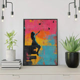 Paint by Numbers Banksy colorful - Girl with birds