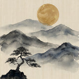 Diamond Painting Mountains in ink with golden moon Japan