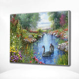 Paint by Numbers Enchanting Swans in a Beautiful Landscape