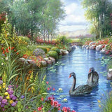 Paint by Numbers Enchanting Swans in a Beautiful Landscape