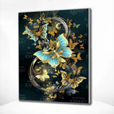 Diamond Painting Blue and Gold Butterflies