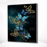 Diamond Painting Blue and Gold Butterflies