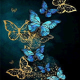 Diamond Painting Blue and Gold Butterflies