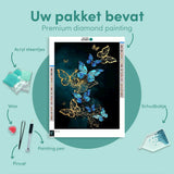 Diamond Painting Blue and Gold Butterflies
