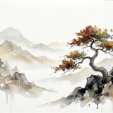 Diamond Painting Lonely tree in mountain landscape Japan