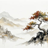 Diamond Painting Lonely tree in mountain landscape Japan