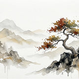 Paint by Numbers Lonely tree in mountain landscape Japan