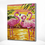 Paint by Numbers Flamingos with Sunset