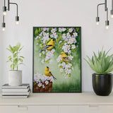 Paint by Numbers Yellow Birds with White Flowers