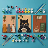cosy cat cafe - Paint by Numbers Mini Set of 3