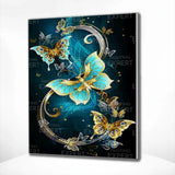 Diamond Painting Gold and Blue Butterflies