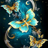 Diamond Painting Gold and Blue Butterflies
