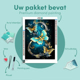 Diamond Painting Gold and Blue Butterflies