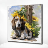 Diamond Painting Dog with Sunflower
