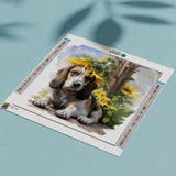 Diamond Painting Dog with Sunflower