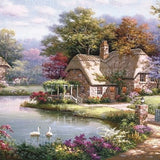 Paint by Numbers House in Forest with Swans