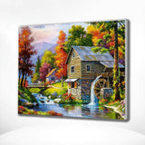 Paint by Numbers House with Watermill