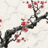 Paint by Numbers Ink branch with red blossom Japan