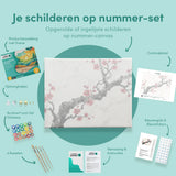 Paint by Numbers Ink branch with red blossom Japan