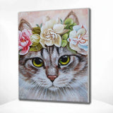 Paint by Numbers Cat with Flowers