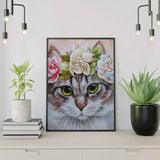 Paint by Numbers Cat with Flowers