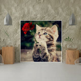 Diamond Painting Cat with a Rose