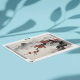 Diamond Painting Cherry blossoms in front of misty mountain peaks Japandi panorama Japan