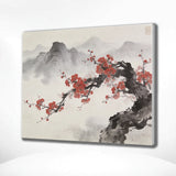 Paint by Numbers Cherry blossoms in front of misty mountain peaks Japandi panorama Japan