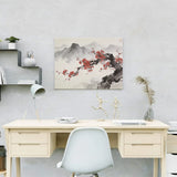 Paint by Numbers Cherry blossoms in front of misty mountain peaks Japandi panorama Japan