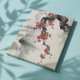 Paint by Numbers Cherry blossoms in front of misty mountain peaks Japandi panorama Japan