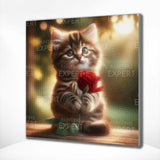 Diamond Painting Kitten with Red Rose
