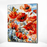 Paint by Numbers Poppies with Butterfly