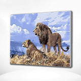 Paint by Numbers Lions Blue Sky