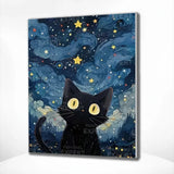 Paint by Numbers Mysterious Cat in the Night