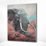 Paint by Numbers Elephant with Pink Cloud
