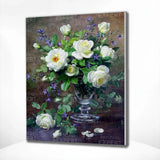 Paint by Numbers Purple and White Flowers