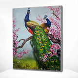 Paint by Numbers Peacocks with Pink Flowers