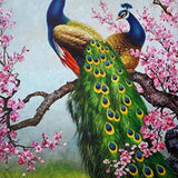 Paint by Numbers Peacocks with Pink Flowers
