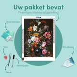 Diamond Painting Portrait Flowers in a Blue Vase