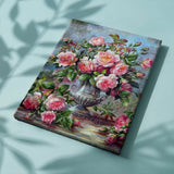 Paint by Numbers Pink Flowers with Silver Vase