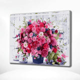 Paint by Numbers Pink Flowers with Coffee Cups