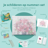 Paint by Numbers Pink Flowers with Coffee Cups