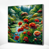 Paint by Numbers Relaxing Lake with Red Flowers