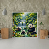 Paint by Numbers Cute Pandas at the Lake