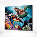 Paint by Numbers Turtles with Fish in the Sea